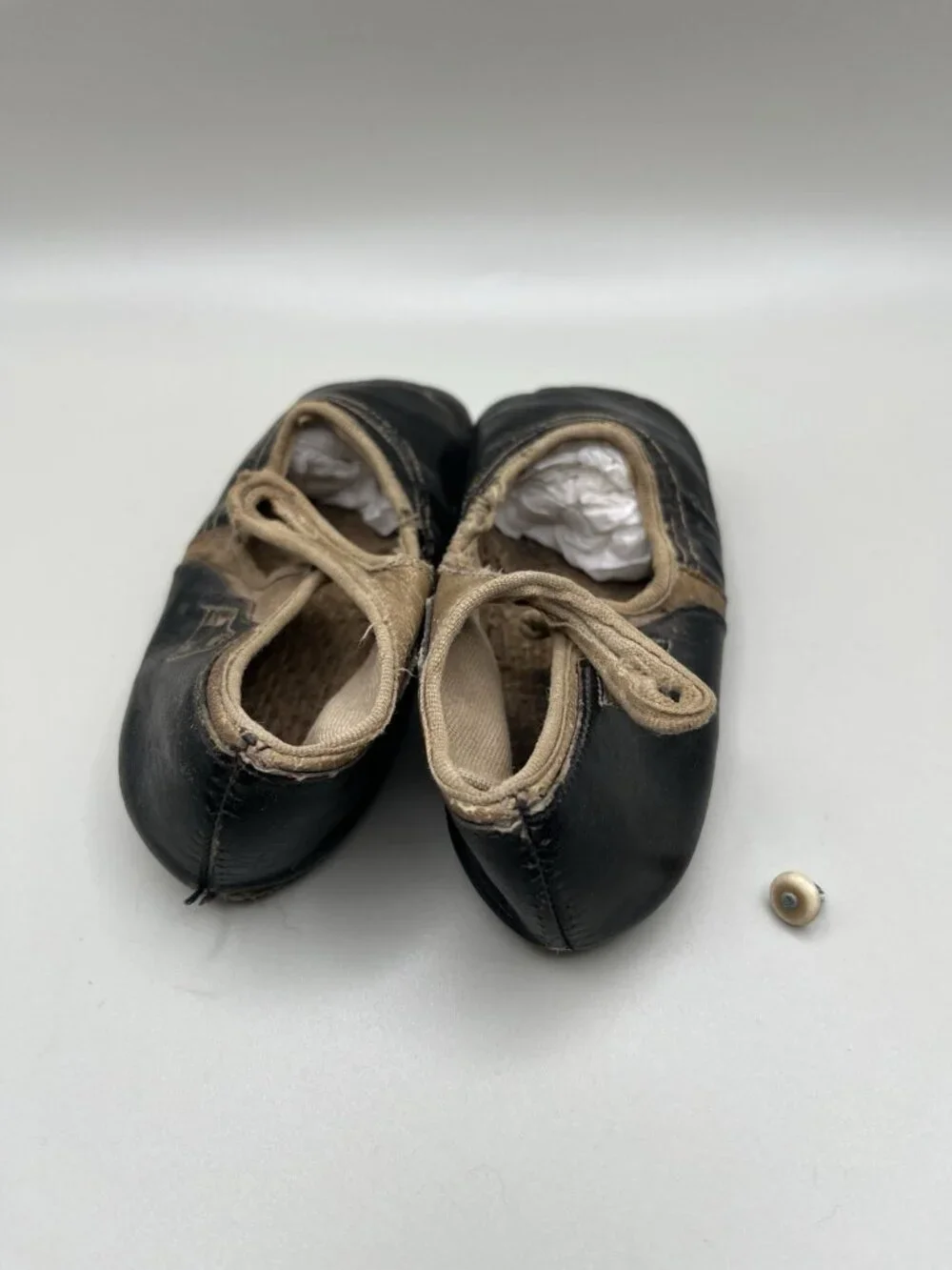 Antique Victorian Edwardian Children’s Black Leather Button Shoes 1895-1915 Baby